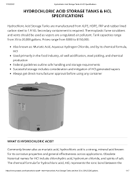 Other than that, we see that it is basically the solution of hydrogen chloride in water. Hydrochloric Acid Storage Tanks Docsity