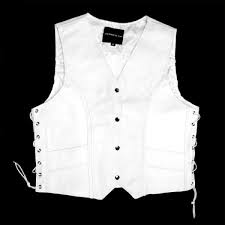 Motorcycle Leather Vest White Motorcycle Leather Vest