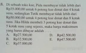 Check spelling or type a new query. Ada Yg Bisa Soal Cerita Pertidaksamaan Linier Brainly Co Id