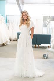 Flutter Sleeve Modest Wedding Dress In 2020 Modest Wedding Dresses Short Sleeve Wedding Dress Short Wedding Dress