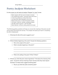 A poetry analysis paper would demand a detailed discussion how the poem's language contributes to its supposed meaning. Poetry Analysis Worksheet