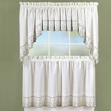 abby embroidered kitchen valance, swags
