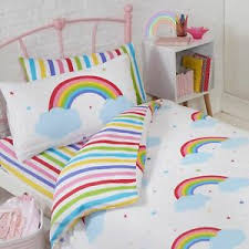Vivacizza la cameretta con un copripiumino disney e altre parure per bambini. Arcobaleno Cielo Set Copripiumino Singolo Ragazzi Letto Reversibile A Righe Ebay