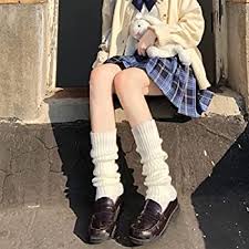 Seyurigaoka Women Japanese Style Kawaii Leg Warmers Y2K Knit Long Socks  Leggings Girls 90s Harajuku Goth Stacked Leg Warmers (A White , One Size )  at Amazon Women's Clothing store