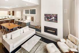 Contemporary Living Room Design Custom Fireplace Habitar Design Contemporary Living Room Design Interior Design Interior Design Chicago