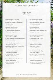 A Girl S Garden By Robert Frost Garden Poems Poem A Day Love Songs