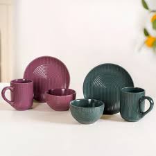 Nordic Ripple Ceramic Mug Bowl And Starter Plate Set Of 6