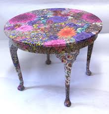 Flora Table Fabric Decoupage Project Decoupage Furniture Whimsical Furniture Painted Furniture