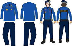 Petugas pemadam kebakaran menggunakan setelan baju seragam berlengan panjang serta anti api. 2