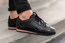 Black And Rose Gold Vans Nike S Double Swoosh Cortez Arrives In Black And Rose Gold Nike Cortez Black Nike Shoes Blue Nike Shoes Outfits