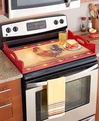 Decorative Wooden Stove Top Cover Serving Tray Rooster Grapes Primitive Home Wooden Stove Top Covers Stove Top Cover Rooster Kitchen Decor