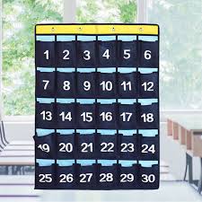 Numbered Classroom Pocket Chart For Cell Phones Calculator Holders With Hooks Ebay