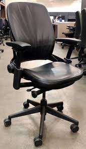 black leather steelcase leap chair this black leather steelcase leap has everything you could want in an off leap chair used office furniture office solutions