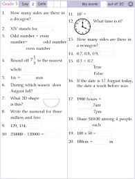 Mental Math Grade 5 Day 2 Mental Maths Worksheets Math Worksheets Mental Math