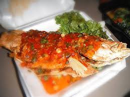 Whole Snapper To Go From Sweet Basil On Pelham Road Whole Snapper Seasonal Whole Red Snapper Lightly Batte Fried Red Snapper Sweet Chili Stuffed Peppers