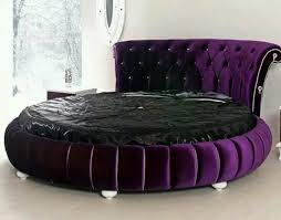 That Velvet Purple Bed Is Gorgeous I Love It I Don T Care For The Black Bedding I Guess They Wanted To Show T Bedroom Frames Round Beds Purple Furniture