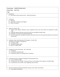 The national security council act 2016 (malay: Syllabus Constitutional Law Ii
