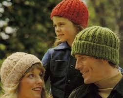 Vintage Hats for the Family, Chunky, Knitting Pattern, 70s (PDF) Patons  1223