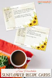 Free Sunflower Printable Recipe Cards In 2020 Food Printables Printable Recipe Cards Recipe Cards