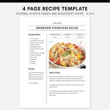 Recipe Template Recipe Book Editable Recipe Binder Cookbook Etsy In 2020 Recipe Template Recipes Recipe Binder