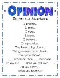 Opinion Sentence Starters Persuasive Writing Writing Lessons Teaching Writing
