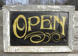 Open Sign Hand Painted Faux Vintage Wooden Sign Etsy Vintage Wood Signs Hand Painted Signs Painted Signs