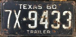 Vintage 1960 Texas Trailer License Plate 7x 9433 All Original In 2020 License Plate Old License Plates Plates
