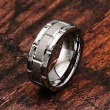 100s Jewelry Tungsten Rings For Men Wedding Band Silver Brick Pattern Brushed Engagement Promise Size 6 16 Tungsten Mens Rings Rings For Men Ring Party Jewelry