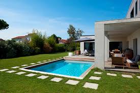 In Ground Swimming Pool Piscine Avec Terrasse Mobile Portelli Toulouse Piscines Carre Bleu Wooden Mineral Stone Custom