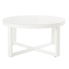This stylish but functional round coffee table brings luxury into any home without being visually overwhelming. Round White Metal And Glass Garden Coffee Table Thetis Maisons Du Monde