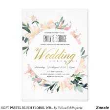 Soft Pastel Blush Floral Wreath Watercolor Wedding Invitation Zazzle Com Floral Wreath Watercolor Watercolor Wedding Invitations Wreath Watercolor