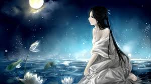 Looking for the best wallpapers? Girls Night Moon Water Lily Painting Beautiful Mood Wallpaper Nature And Landscape Wallpaper Better
