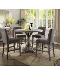 Signature design by ashley valebeck counter height dining room table, white/brown. Shop Deals For Carmelina Collection 71865tc 5 Pc Bar Table Set With Round Shaped Counter Height Table And 4 Grey Fabric Upholstered Counter Height Chairs In Weathered Grey