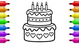 Select from 35870 printable coloring pages of cartoons, animals, nature, bible and many more. Birthday Cake Coloring Pages How To Draw Cake With Hearts And Learn Colors For Kids Kid Coloring Youtube