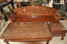 This Is A Vintage Teak Wood Carved Sofa Chair Tea Coffee Table And End Table Set These Are From Thailand And A Wood Sofa End Table Sets Coffee And End Tables