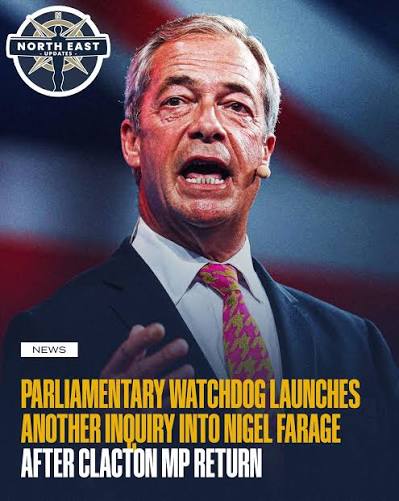 🚨 Nigel Farage's parliamentary investigation has resumed — just hours  after his victory in the Clacton by-election. The Reform UK leader won back  his seat with 22,239 votes, after the major political