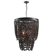 Black Wood Beaded Chandelier Lighting Vintage Hanging Light Loft French Chandelier Retro Chandelier Kitchen Bedroom Dining Room Chandeliers Aliexpress
