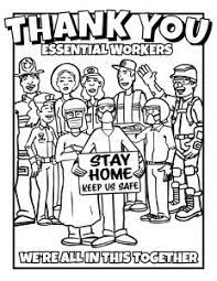 Free printable thank you coloring cards create and print free printable thank you cards at home. Essential Workers Coloring Pages Water Education Group