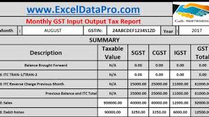 download monthly gst input output tax report excel template