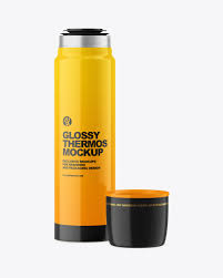 Download Opened Glossy Thermos Mockup In Bottle Mockups On Yellow Images Object Mockups