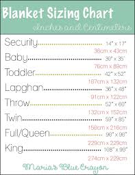 Blanket Sizing In Inches And Centimeters Chart To Help