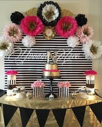 Kate Spade Inspired Black White Pink And Gold Paper Flowers Decor Birthday Party Decor Birthday Party Decorations Gold Party Birthday Decorations