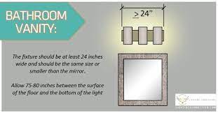 If i did wall to wall mirror would it be ok to i think it partly depends on if your mounting sconces on a floating mirror the length of the vanity vs on both sides of framed mirror. Lighting Size Guide Chandelier Sizing Help Bathroom Vanity Sizes Main Bathroom Ideas Vanity Lighting