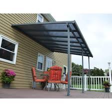 Palram Feria 10 Ft X 14 Ft Grey Patio Cover Awning 702723 The Home Depot Pergola Idees De Patio Patios Exterieurs