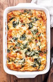 Spinach Bacon And Cheese Strata Recipe Runner Cheese Strata Recipe Easy Easter Brunch Recipes Strata Recipes