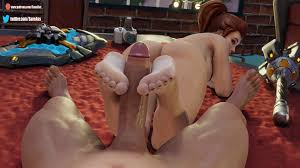 Brigitte does Barefoot Footjob in OverwatchSex Animation