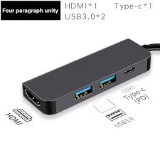 Thunderbolt 2 Thunderbolt 3 4 In1 Usb C Untuk Hdmi Adaptor 2x Usb3 0 Tipe C Pd Hub Untuk Huawei P20 Pro Samsung Dex Galaxy S9 Jenis C Adapter Aliexpress