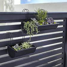 kalla rail planters outdoor fence stoneware hanging planter