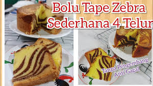 Resep bolu tape panggang 4 telur. Resep Bolu Zebra Tape Ekonomis 4 Telur Saja Youtube