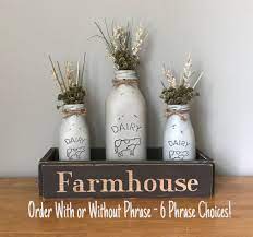Milk Bottles Farmhouse Decor Milk Bottle Centerpiece Farmhouse Table Decor Kitchen Decor Milk Jars Milk Bottle Decor Bottles Decoration Milk Bottle Centerpiece